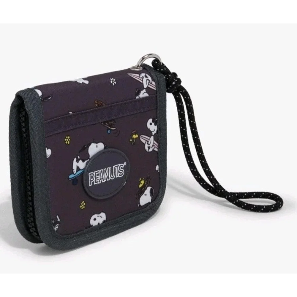NEW Peanuts Snoopy‎ & Woodstock Icons Cardholder Nylon Zip Wallet